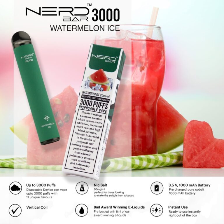 Nerd Bar 3000 puffs watermelon in Dubai