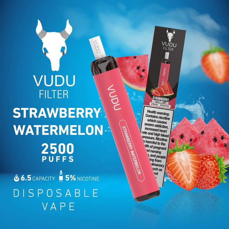 Vudu filter disposable strawberry watermelon 2500 puffs in dubai